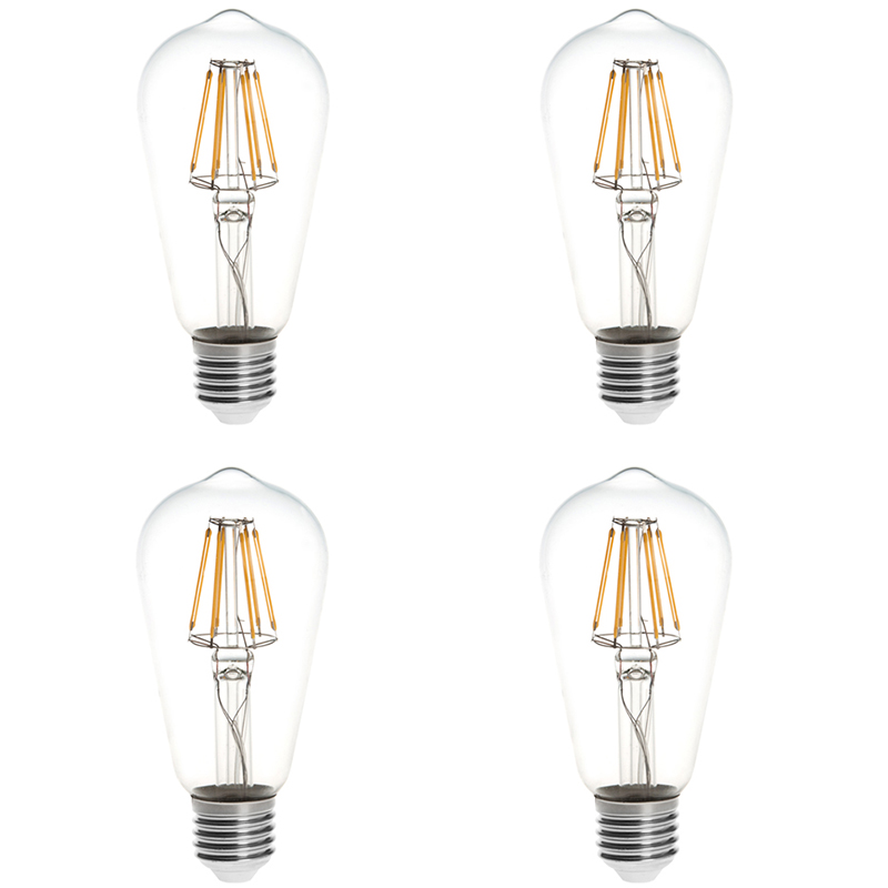 ST18 E26/E27 6W LED Vintage Antique Filament Light Bulb, 60W Equivalent, 4-Pack